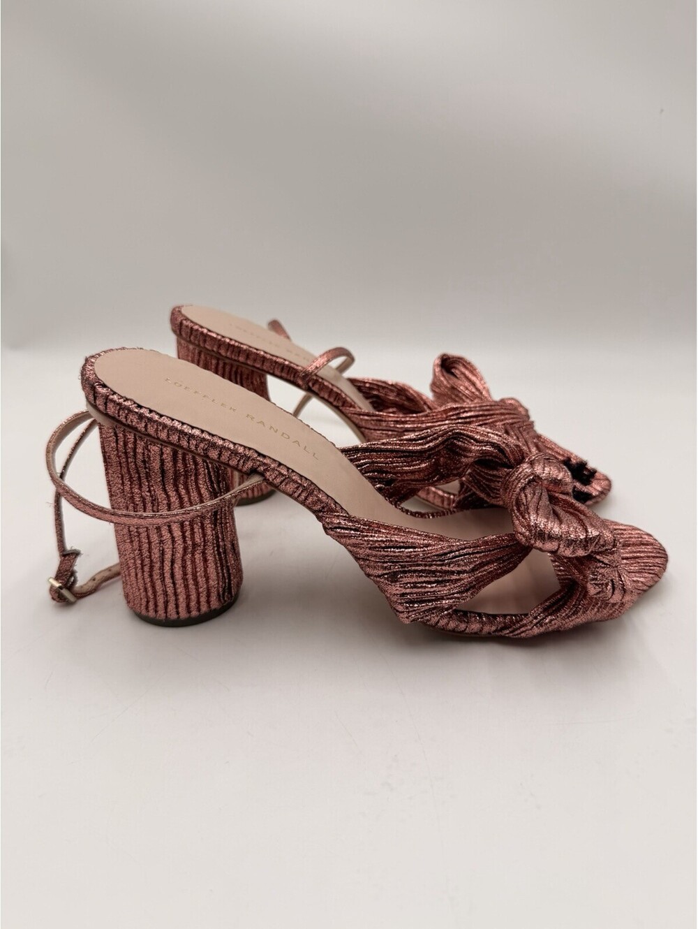 Loeffler Randall Women's Camellia Knotted Metallic Pink Sandals Size 11B